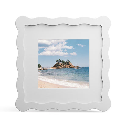 4x6 Picture Frame with Mat for 3.5x5, Wavy Edge Wooden Real Glass Photo Frame for Tabletop and Wall Hanging, Green, 1 Pack