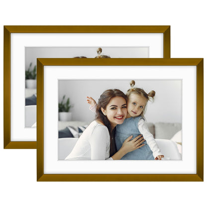 Golden State Art 11x14 Gold Aluminum Frame with White Mat, Real Glass