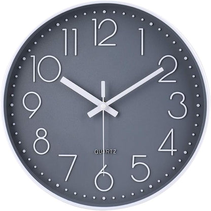jomparis Wall Clock 12 Inch Non-Ticking Silent Battery Operated Round Wall Clock Modern Elegant Simple Style Clock for Home Office Kitchen Bedroom Living Room