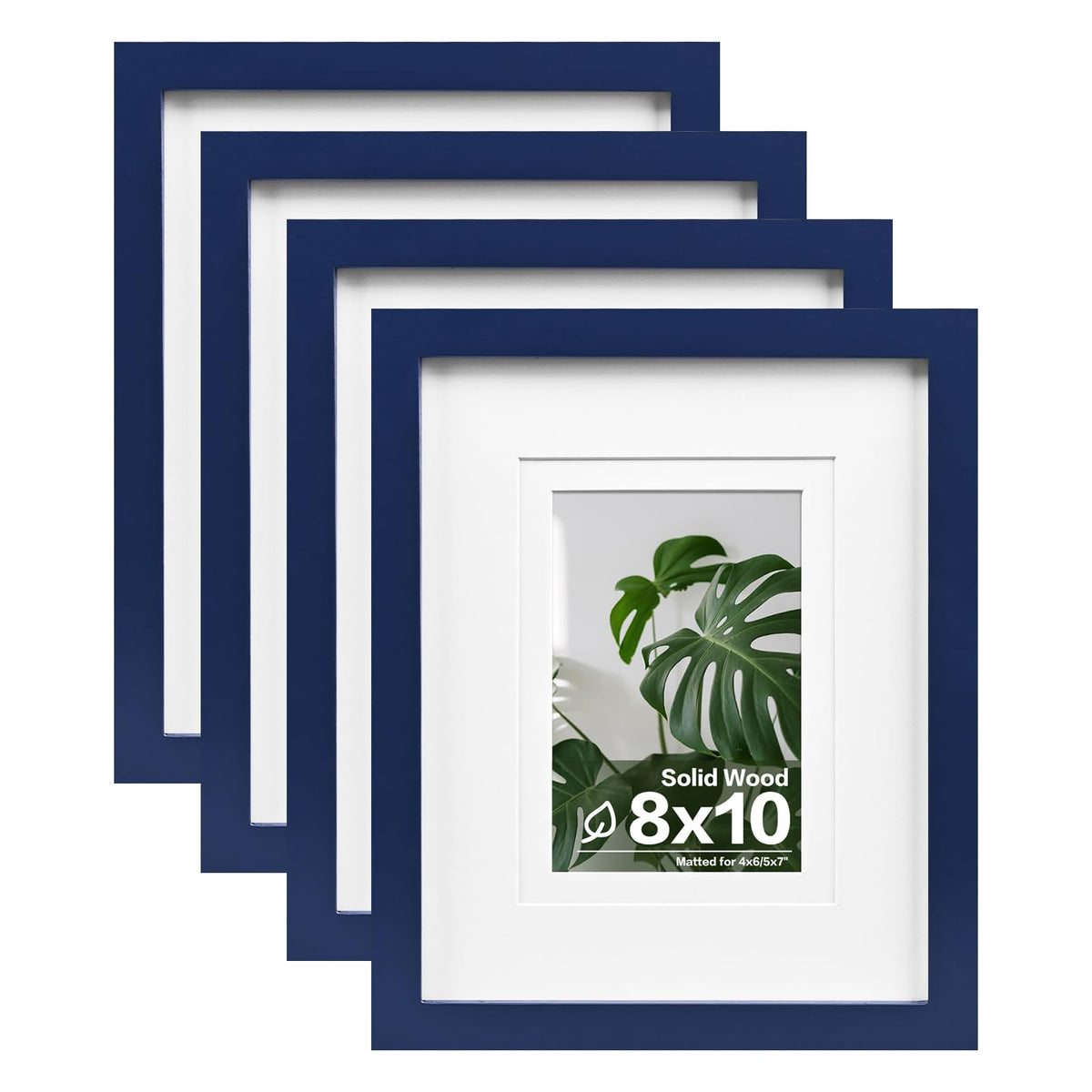 Egofine 11x14 Picture Frames 4 Pack Display Pictures 5x7/8x10 with Mat or 11x14 Without Mat Made of Solid Wood Covered by Plexiglass for Table Top Display and Wall Mounting Photo Frame, Light Brown