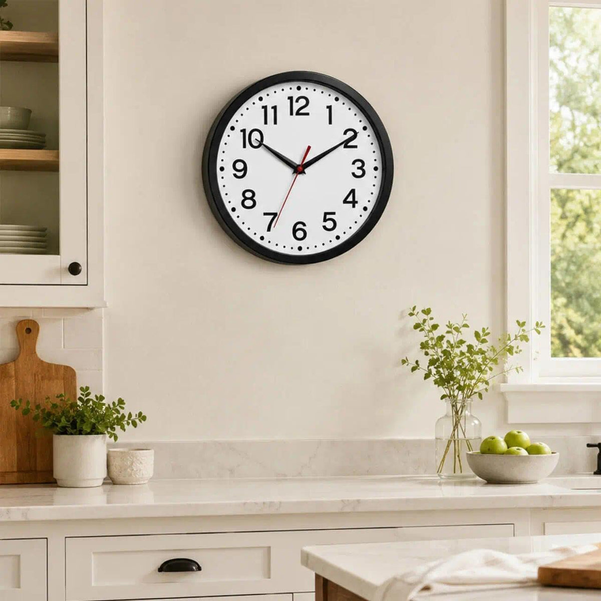 Roymnie 8 Inch Small Wall Clock, Battery Operated Silent Non Ticking Black