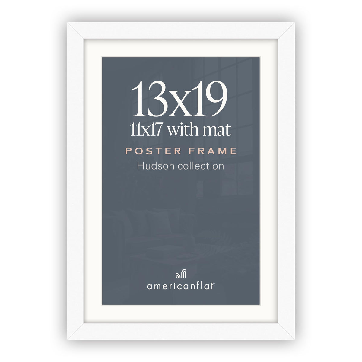 Americanflat 22x28 Poster Frame - Matted to 18x24 - Engineered Wood - Black