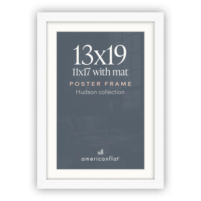Americanflat 22x28 Poster Frame - Matted to 18x24 - Engineered Wood - Black