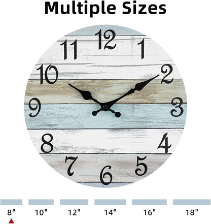 CHYLIN Wall Clock Non-Ticking Battery Operated Silent Rustic Coastal