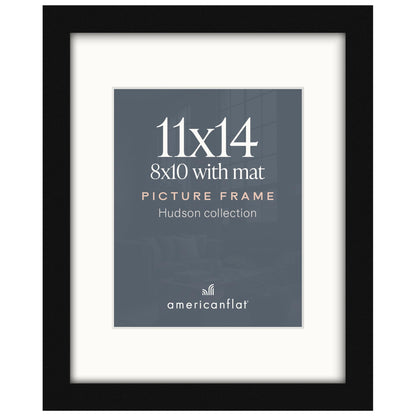 Americanflat 22x28 Poster Frame - Matted to 18x24 - Engineered Wood - Black