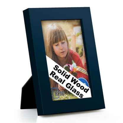 RPJC 5x7 Solid Wood Picture Frame with Real Glass Cover Black