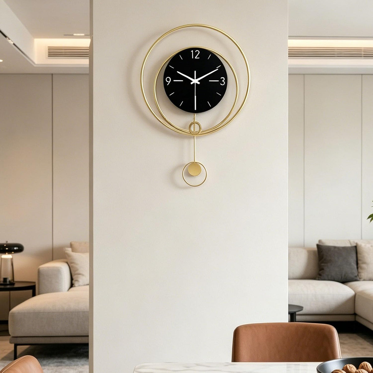 Dankeit 13inch Decorative Wall Clock, Silent Non-Ticking Quality Quartz Battery Operated, Large Wall Clock for Living Room Kitchen Home Bathroom Bedroom Wall Decor, Black