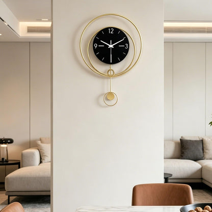 Dankeit 13inch Decorative Wall Clock, Silent Non-Ticking Quality Quartz Battery Operated, Large Wall Clock for Living Room Kitchen Home Bathroom Bedroom Wall Decor, Black