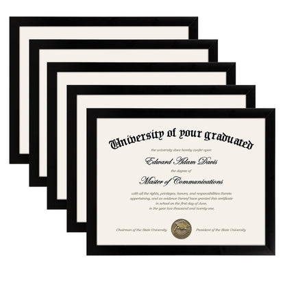upsimples Certificate Frame, 8.5 by 11 Glass Diploma Frames, 5 Pack, Black