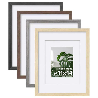 Egofine 8x10 Picture Frames Set of 4, Made of Solid Wood Covered by Plexiglass 4x6 and 5x7 with Mat or 8x10 without Mat, for Table Top Display and Wall Mounting Photo Frame White