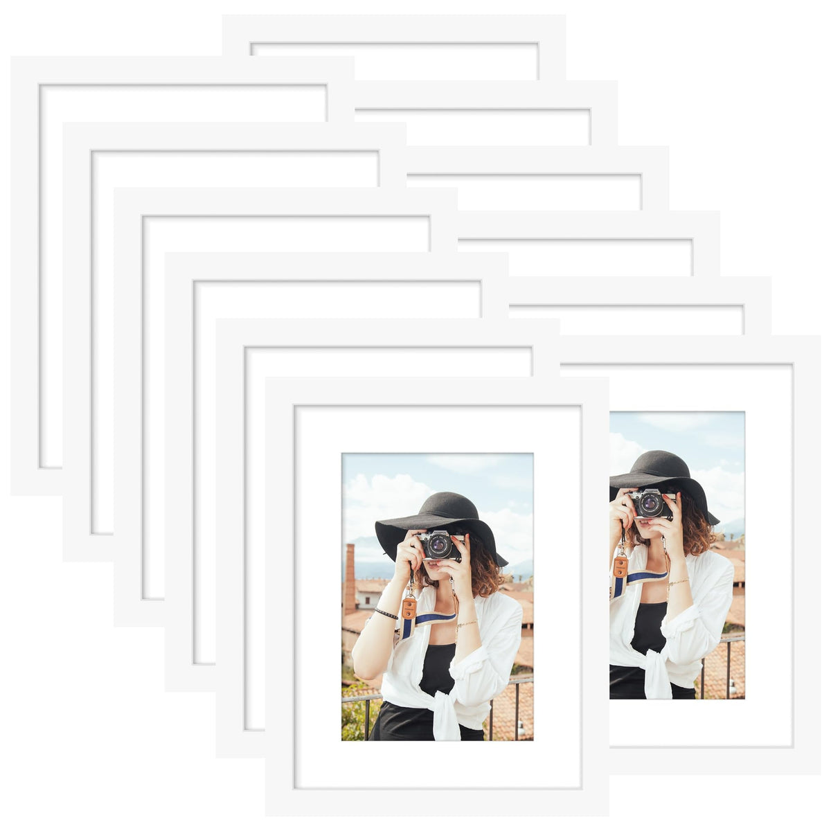 Picrit 8x10 Picture Frame Set of 12, Modern Gallery Wall Frames, Black