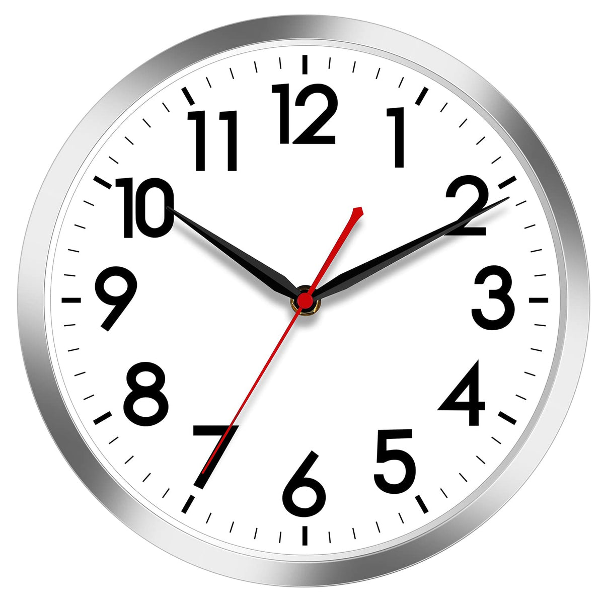 AKCISOT 12 Inch Wall Clock, Silent Battery Operated Analog Clock, Black