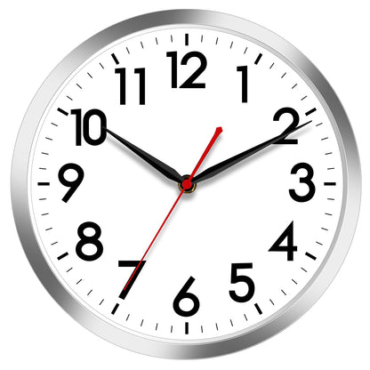 AKCISOT 14 Inch Wall Clock, Silent Battery Operated Analog Clock, Black