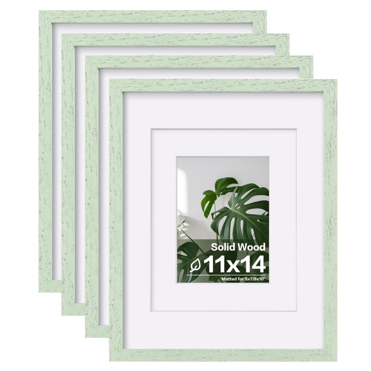 Egofine 8x10 Picture Frames Set of 4, Made of Solid Wood Covered by Plexiglass 4x6 and 5x7 with Mat or 8x10 without Mat, for Table Top Display and Wall Mounting Photo Frame White