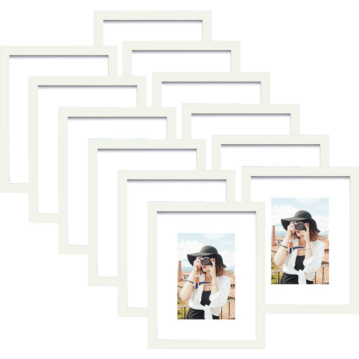 Picrit 8x10 Picture Frame Set of 12, Modern Gallery Wall Frames, Black