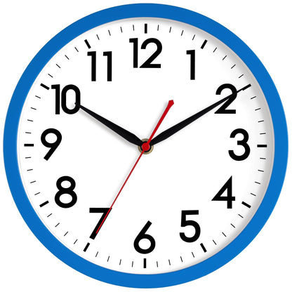 AKCISOT 8 Inch Wall Clock, Silent Battery Operated Analog Clock, Black