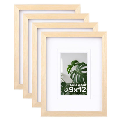 Egofine 8x10 Picture Frames Set of 4, Made of Solid Wood Covered by Plexiglass 4x6 and 5x7 with Mat or 8x10 without Mat, for Table Top Display and Wall Mounting Photo Frame White