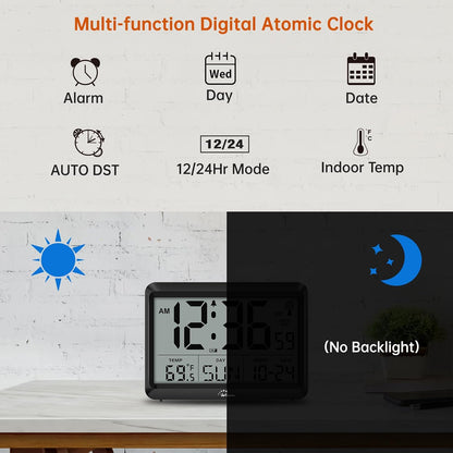 WallarGe Self-Setting Atomic Digital Wall Clock with Auto DST