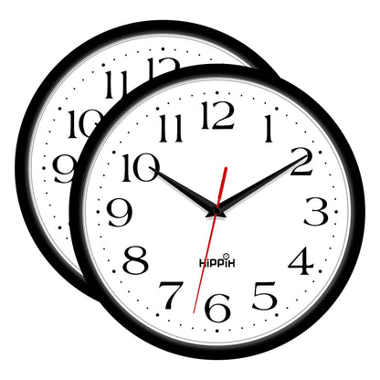 HIPPIH 10 Inch Wall Clock, 2Pack Silent Non Ticking Battery Operated Clocks