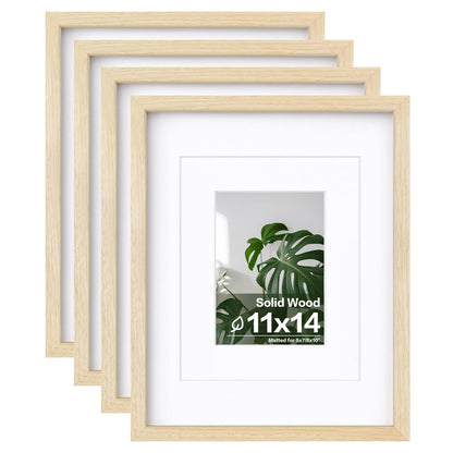 Egofine 8x10 Picture Frames Set of 4, Made of Solid Wood Covered by Plexiglass 4x6 and 5x7 with Mat or 8x10 without Mat, for Table Top Display and Wall Mounting Photo Frame White