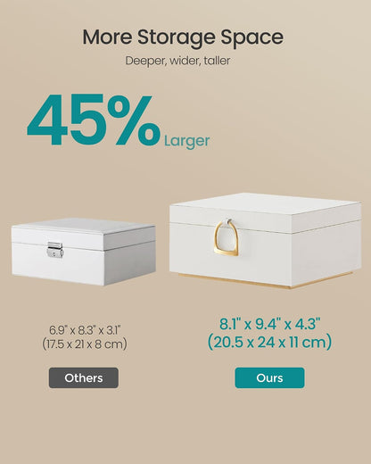 SONGMICS 2-Layer Jewelry Box with Handle, Removable Tray, Floating Effect