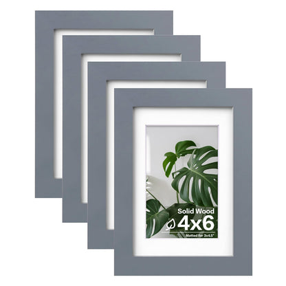 Egofine 11x14 Picture Frames 4 Pack Display Pictures 5x7/8x10 with Mat or 11x14 Without Mat Made of Solid Wood Covered by Plexiglass for Table Top Display and Wall Mounting Photo Frame, Light Brown