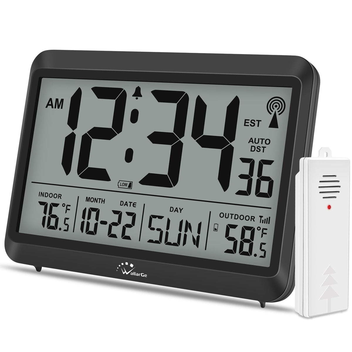 WallarGe Atomic Clock 12.5 Inch Self-Setting Digital Wall Clock
