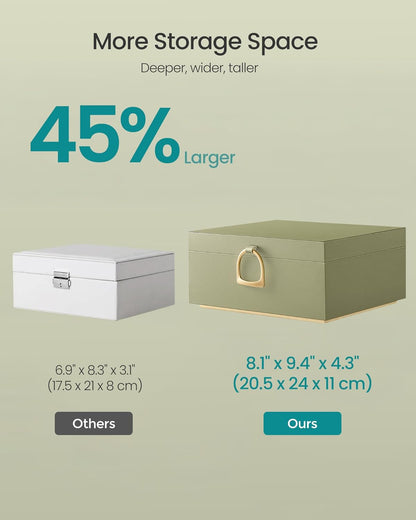 SONGMICS 2-Layer Jewelry Box with Handle, Removable Tray, Floating Effect
