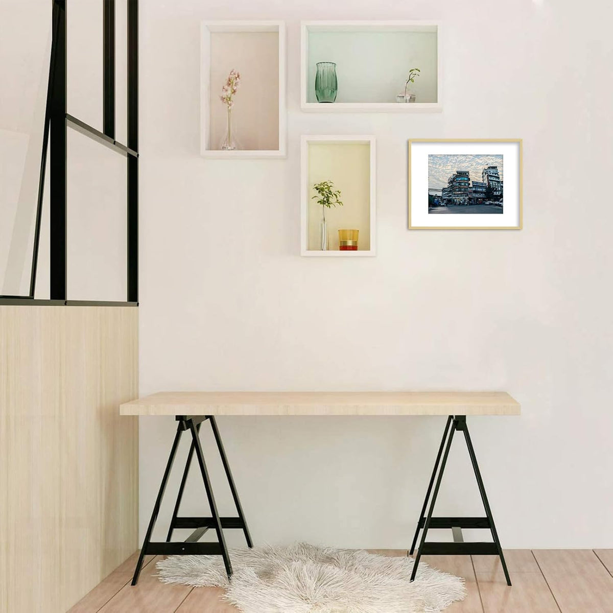 Golden State Art 11x14 Gold Aluminum Frame with White Mat, Real Glass