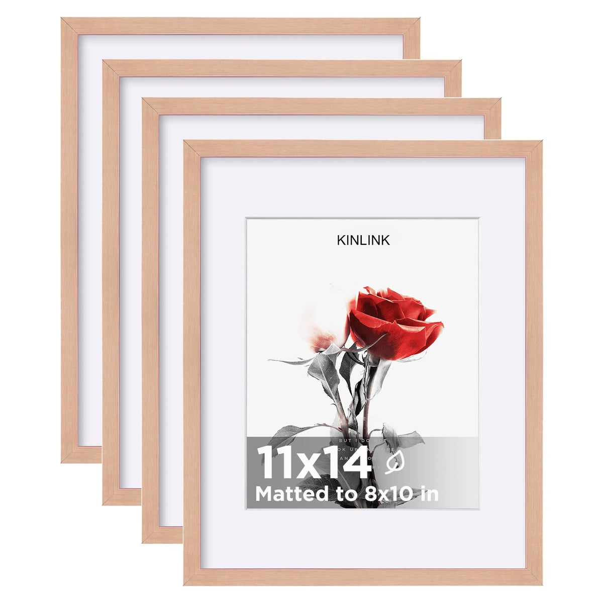KINLINK 5x7 Picture Frame White Set of 4, Wooden Photo Frames Matted 4x6 with Plexiglass for 4x6 with Mat or 5x7 without Mat for Table and Wall Display