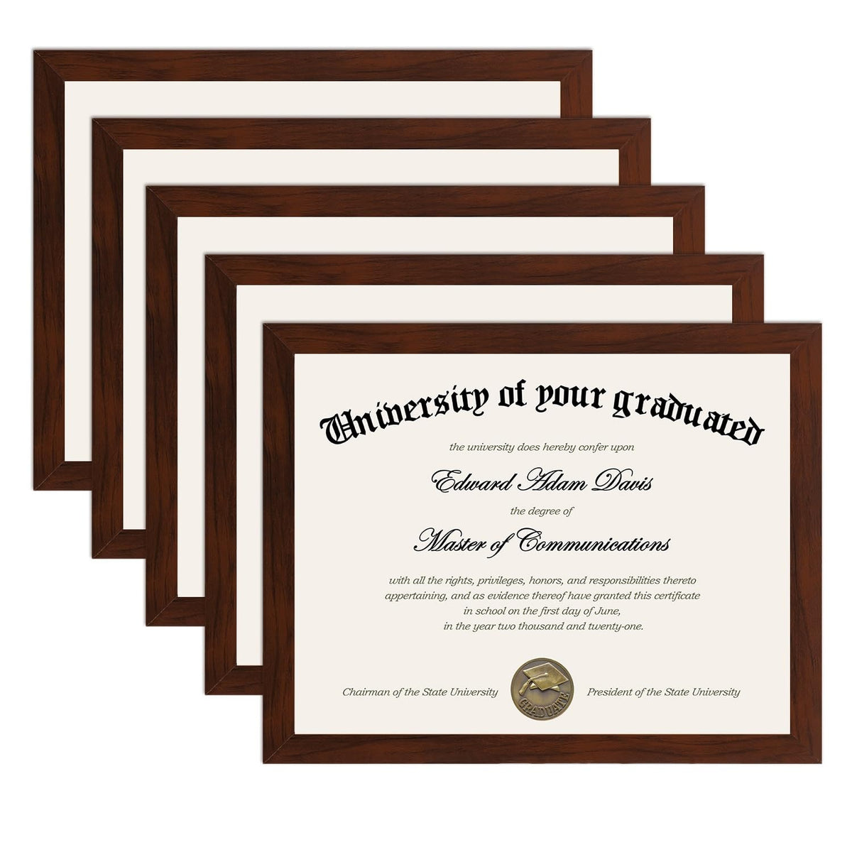 upsimples Certificate Frame, 8.5 by 11 Glass Diploma Frames, 5 Pack, Black
