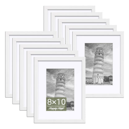 HappyHapi 4x6 Picture Frame Set of 10, Wall or Tabletop Display, Black