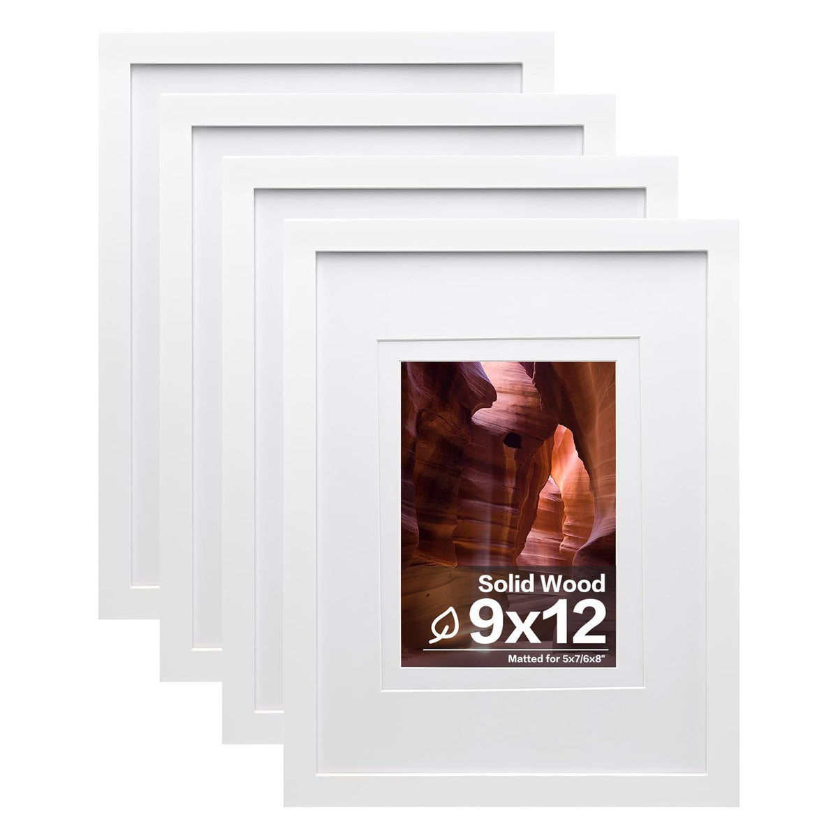 Egofine 8x10 Picture Frames Set of 4, Made of Solid Wood Covered by Plexiglass 4x6 and 5x7 with Mat or 8x10 without Mat, for Table Top Display and Wall Mounting Photo Frame White