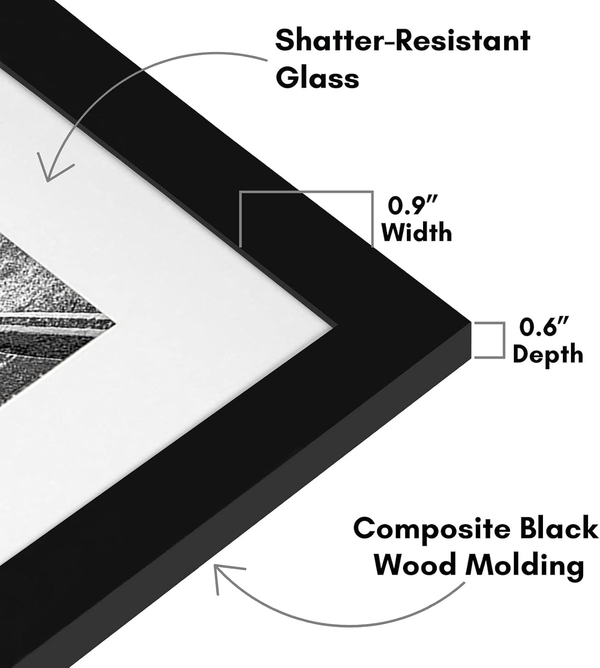 Americanflat 11x14 Picture Frame - Matted to 8x10 - Engineered Wood - Black