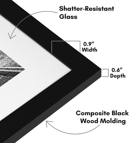 Americanflat 11x14 Picture Frame - Matted to 8x10 - Engineered Wood - Black