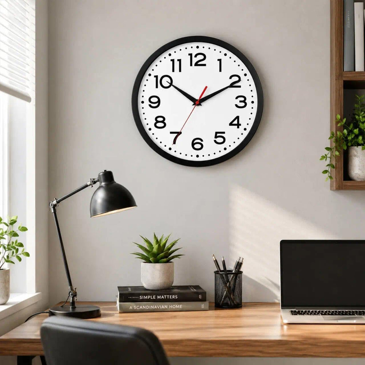 Roymnie 8 Inch Small Wall Clock, Battery Operated Silent Non Ticking Black