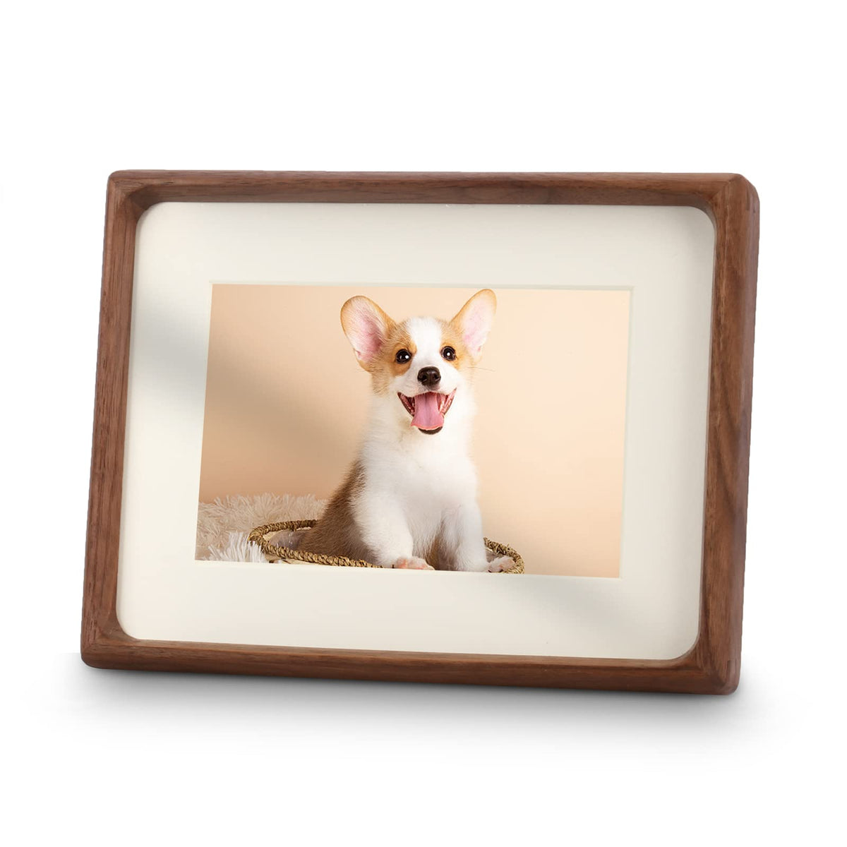 4x6 Picture Frame with 3x4 Mat - Rustic Farmhouse Walnut Wood Frame, Wall & Tabletop Display for Wedding Photos & Home Décor (4x6,Walnut)