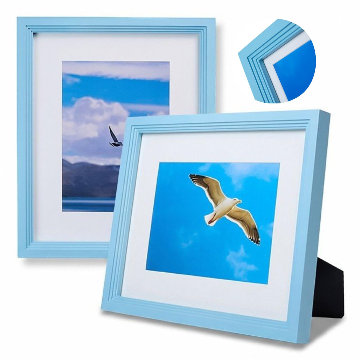 8x10 Wooden Picture Frame, Displays 8x10 Without Mat or 5x7 With Mat, Solid Wood Colorful Photo Frame for Wall Tabletop, Real Glass, Rustic Stepped Edge, 2 Pack, Brown