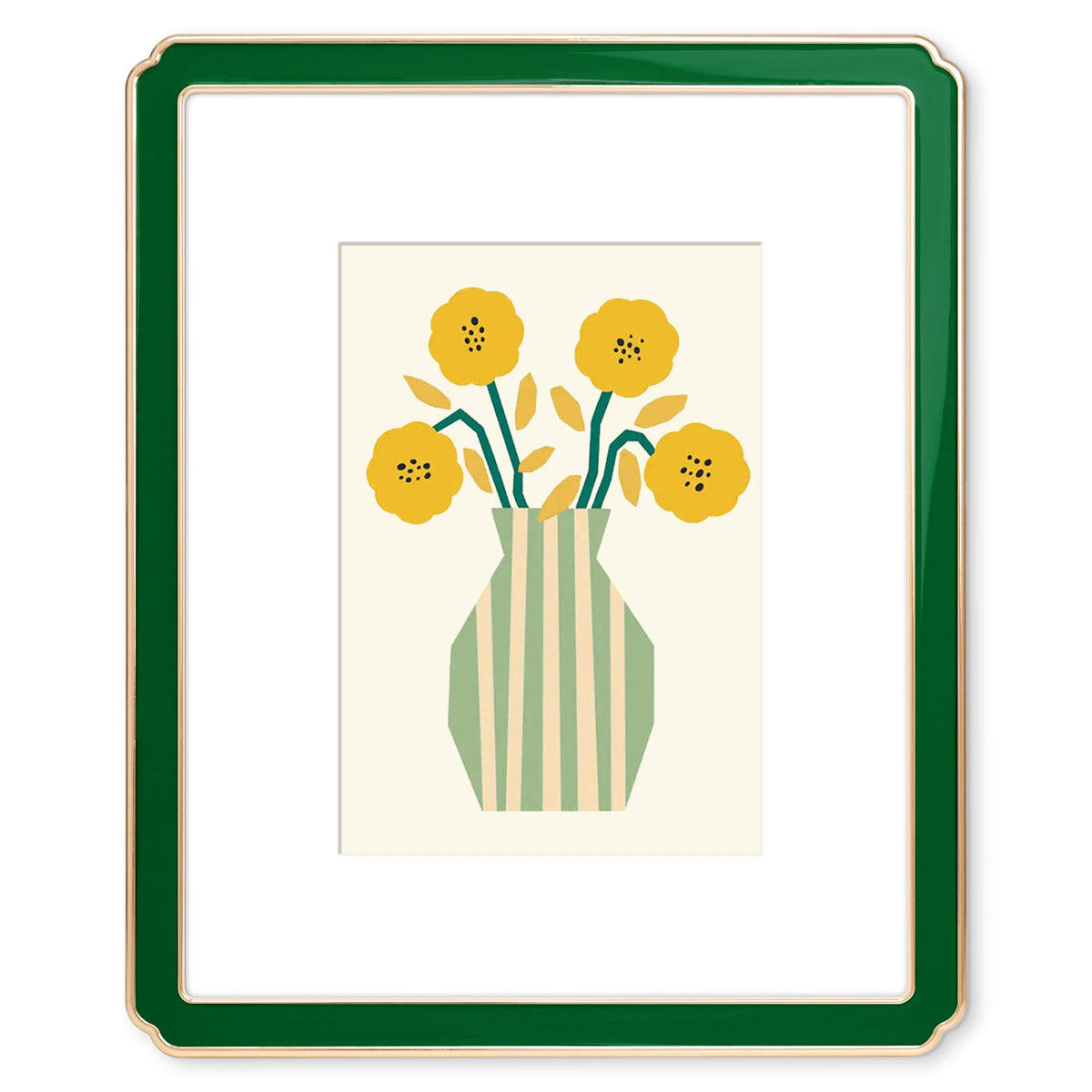 4x6 Enamel Picture Frame with HD-Tempered Glass, Display 3x5 Photo with Mat, Ornate Photo Frame with Gold Metal Edge & Velvet Back for Tabletop & Wall Mount Vertically or Horizontally Display, White
