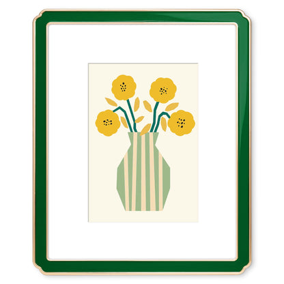 4x6 Enamel Picture Frame with HD-Tempered Glass, Display 3x5 Photo with Mat, Ornate Photo Frame with Gold Metal Edge & Velvet Back for Tabletop & Wall Mount Vertically or Horizontally Display, White