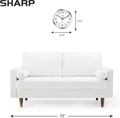 Sharp 12-Inch Battery Wall Clock, Silent Non-Ticking, Easy-Read, Silver