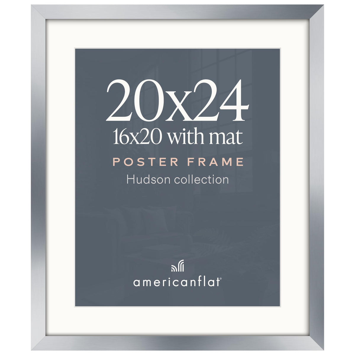 Americanflat 22x28 Poster Frame - Matted to 18x24 - Engineered Wood - Black