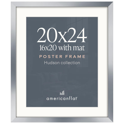 Americanflat 22x28 Poster Frame - Matted to 18x24 - Engineered Wood - Black
