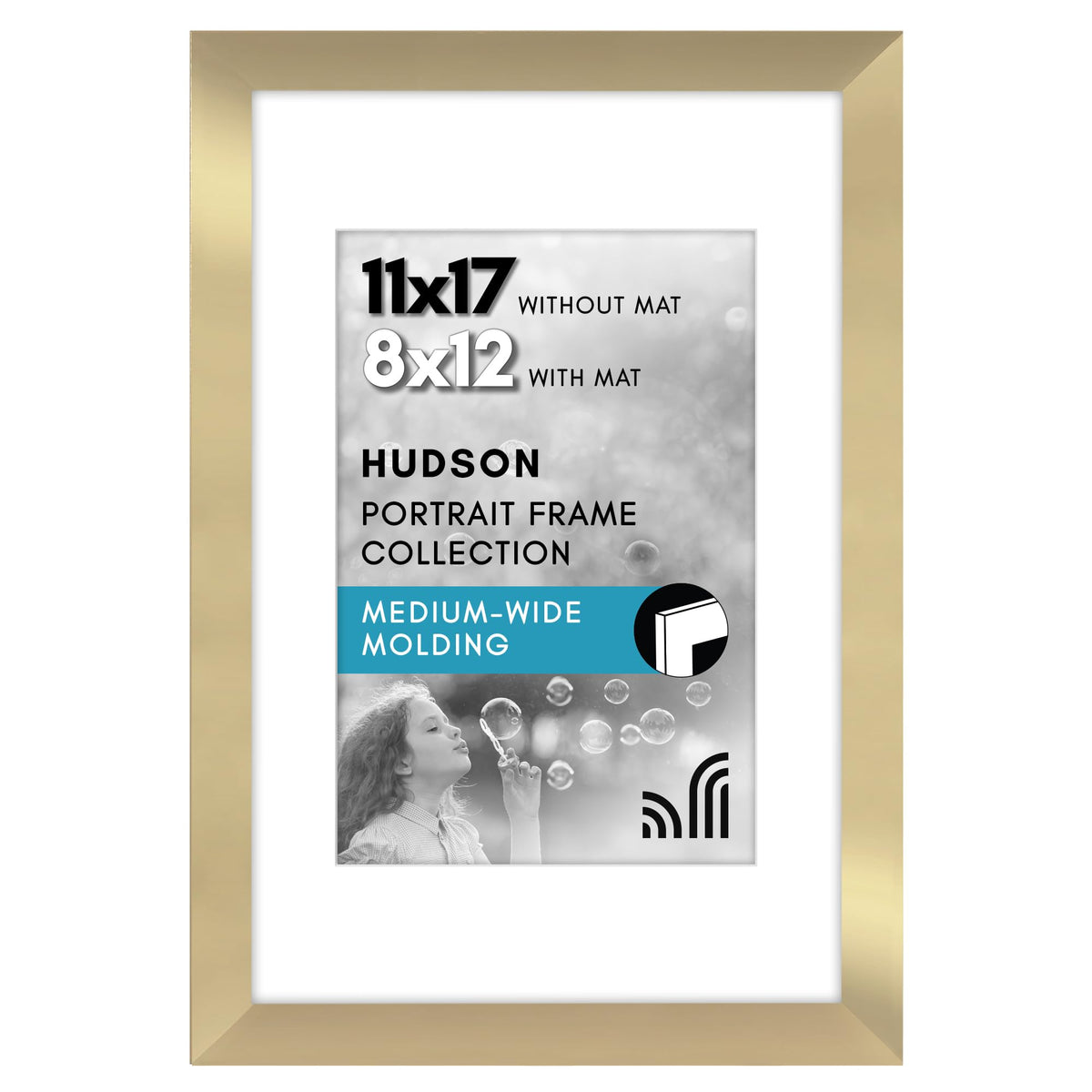 Americanflat 22x28 Poster Frame - Matted to 18x24 - Engineered Wood - Black