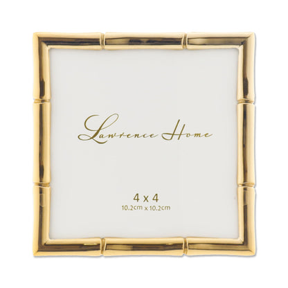 Lawrence 712246 4-Inch W x 6-Inch H Gold Metal Picture Frame with Bamboo Design
