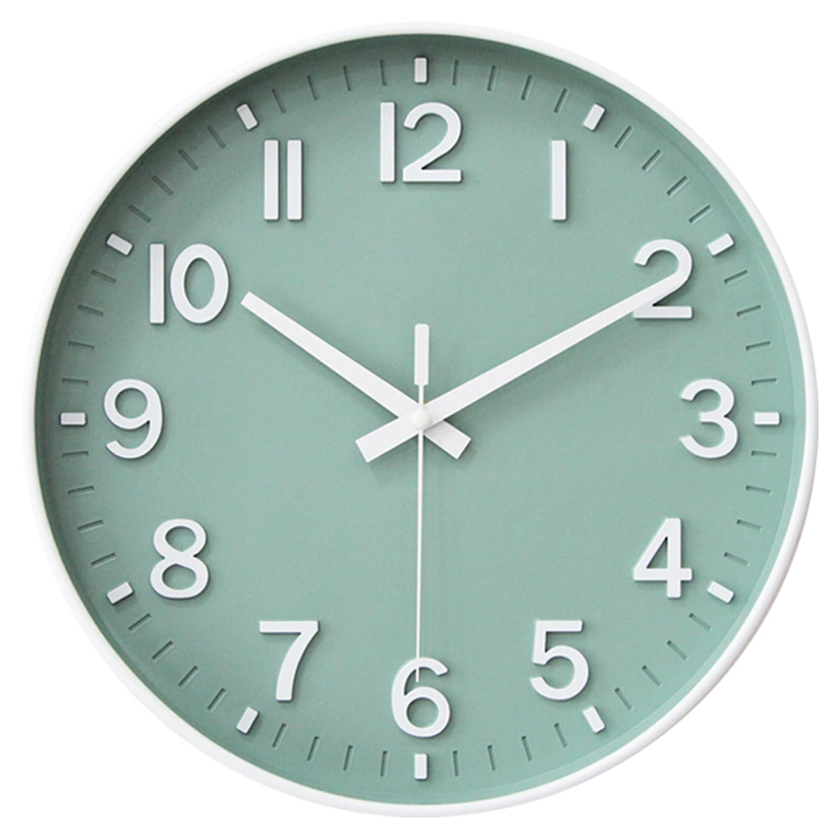 HZDHCLH 8 Inch Wall Clock Battery Operated Silent Non Ticking Green Modern