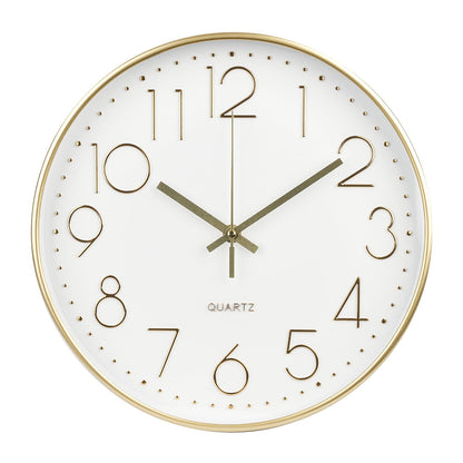 Wall Clock 12 Inch Non-Ticking Silent Modern Simple Style Round Decor Clock Gold Stereoscopic Dial Quartz Wall Clocks for Home/Office/School/Living Room/Bedroom/Kitchen