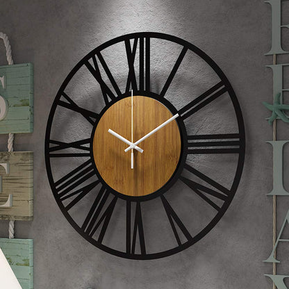 1st owned Wall Clock for Living Room -13" Silent Non Ticking,Battery Operated,Black Metal, Antique Wood Clocks for Farmhouse,Dining Room,Bedroom,Kitchen Clock Wall Decor- Arabic Numerals