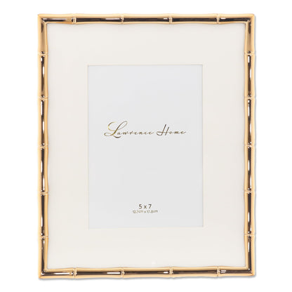 Lawrence 712246 4-Inch W x 6-Inch H Gold Metal Picture Frame with Bamboo Design