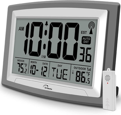 WallarGe Atomic Clock 12.5 Inch Self-Setting Digital Wall Clock
